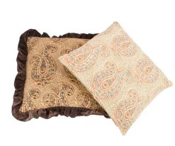 Kussen ‘Batik met Roezels’ Sandstone kopen | Luxe Sierkussen 45x45cm met Print | Chique Living