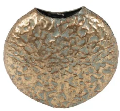 Metalen Vaas Lisa May – Bronzey Gold Platte Vaas | Vensterbank Decoratie