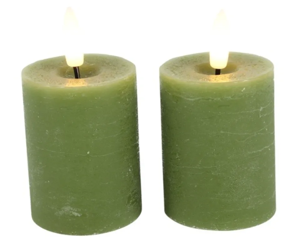 Mini LED Stompkaarsen | Groen | Ø5x9cm | Countryfield | Set van 2 | Chique-Living