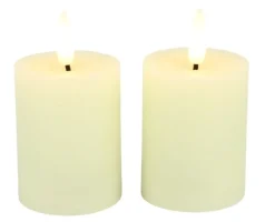 Mini LED Stompkaarsen Crème – Set van 2 | Realistische Wax Kaarsen op AAA-batterijen