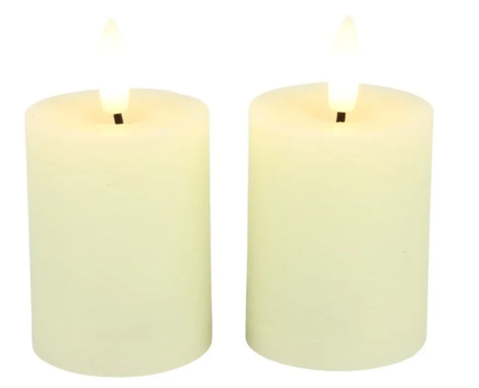 Mini LED Stompkaarsen Crème – Set van 2 | Realistische Wax Kaarsen op AAA-batterijen