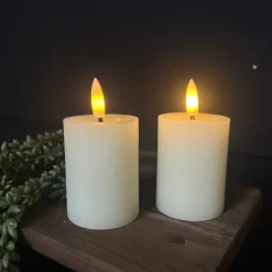 Mini LED Stompkaarsen Crème – Set van 2 | Realistische Wax Kaarsen op AAA-batterijen
