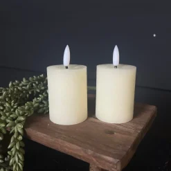 Mini LED Stompkaarsen Crème – Set van 2 | Realistische Wax Kaarsen op AAA-batterijen