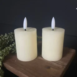 Mini LED Stompkaarsen Crème – Set van 2 | Realistische Wax Kaarsen op AAA-batterijen