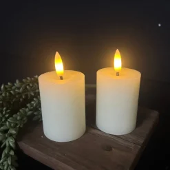 Mini LED Stompkaarsen Crème – Set van 2 | Realistische Wax Kaarsen op AAA-batterijen