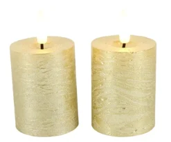 Mini LED Stompkaarsen Goud – Set van 2 | Luxe Wax Kaarsen op AAA-batterijen