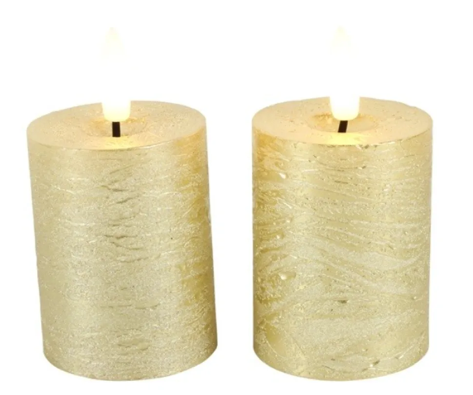Mini LED Stompkaarsen Goud – Set van 2 | Luxe Wax Kaarsen op AAA-batterijen