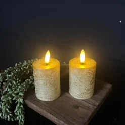 Mini LED Stompkaarsen Goud – Set van 2 | Luxe Wax Kaarsen op AAA-batterijen