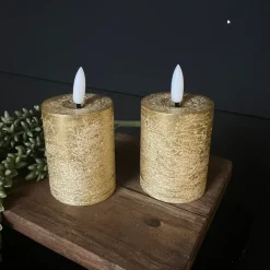 Mini LED Stompkaarsen Goud – Set van 2 | Luxe Wax Kaarsen op AAA-batterijen
