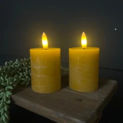 Mini LED Stompkaarsen Oranje – Set van 2 | Realistische Wax Kaarsen op AAA-batterijen