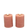 Mini LED Stompkaarsen Roze – Set van 2 | Realistische Wax Kaarsen op AAA-batterijen