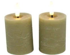 Mini LED Stompkaarsen Taupe – Set van 2 | Realistische Wax Kaarsen op AAA-batterijen