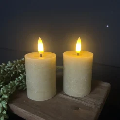 Mini LED Stompkaarsen Taupe – Set van 2 | Realistische Wax Kaarsen op AAA-batterijen