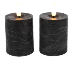 Mini LED Stompkaarsen Zwart – Set van 2 | Realistische Wax Kaarsen op AAA-batterijen