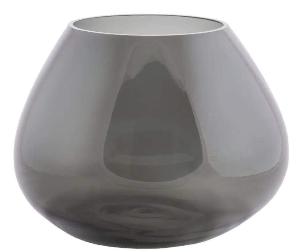 Morava Vaas Smoke Grey – Ø32 x H25 cm | Glazen designvaas