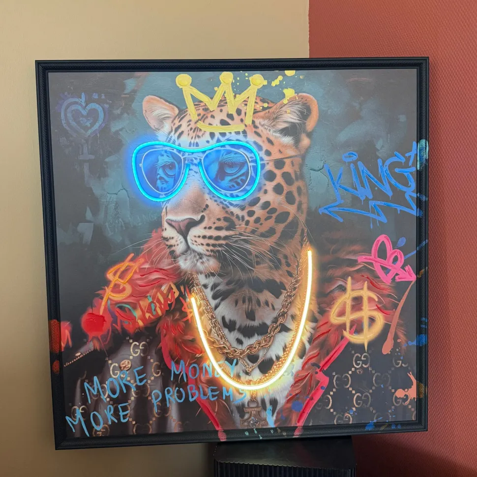 Neon LED Schilderij | King Tiger | 84x84x4cm | Chique-Living