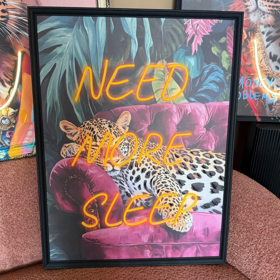 Neon LED Schilderij | Need More Sleep | 63x88x3,7cm | Chique-Living