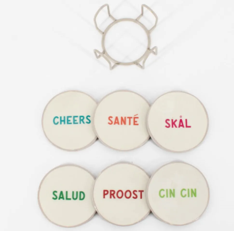 Onderzetters met Houder – Cheers Collectie (6 stuks) | Chique-Living
