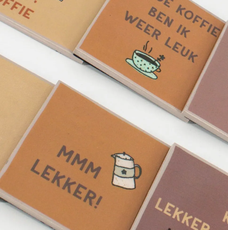 Onderzetters met Houder – Koffie Quotes (6 stuks) | Chique-Living