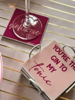 Onderzetters met Houder – Gin Quotes (6 stuks) | Chique-Living