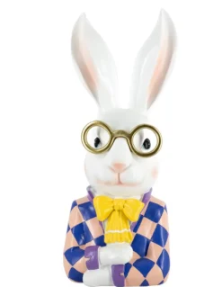 Ornament Striped Rabbit – Decoratief Konijnenbeeld | 38 cm