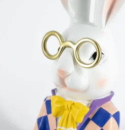 Ornament Striped Rabbit – Decoratief Konijnenbeeld | 38 cm