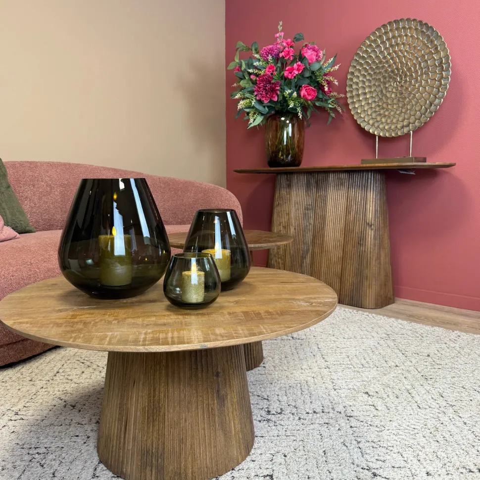 Peervormig Windlicht ‘Tasman’ | Smoke Glass | Vase The World | Verkrijgbaar in 3 maten | Chique-Living