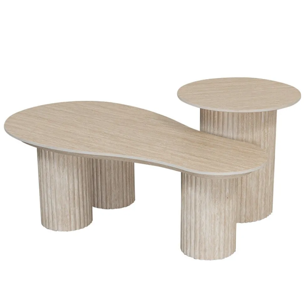 Salontafel Travertin Keramiek – Luxe Design Ø50 cm | Chique-Living