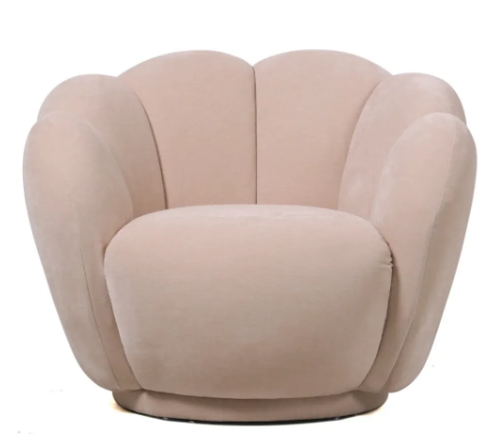 Schelp Fauteuil Liora Beige – Luxe Velvet Draai Fauteuil 93x81x70 cm
