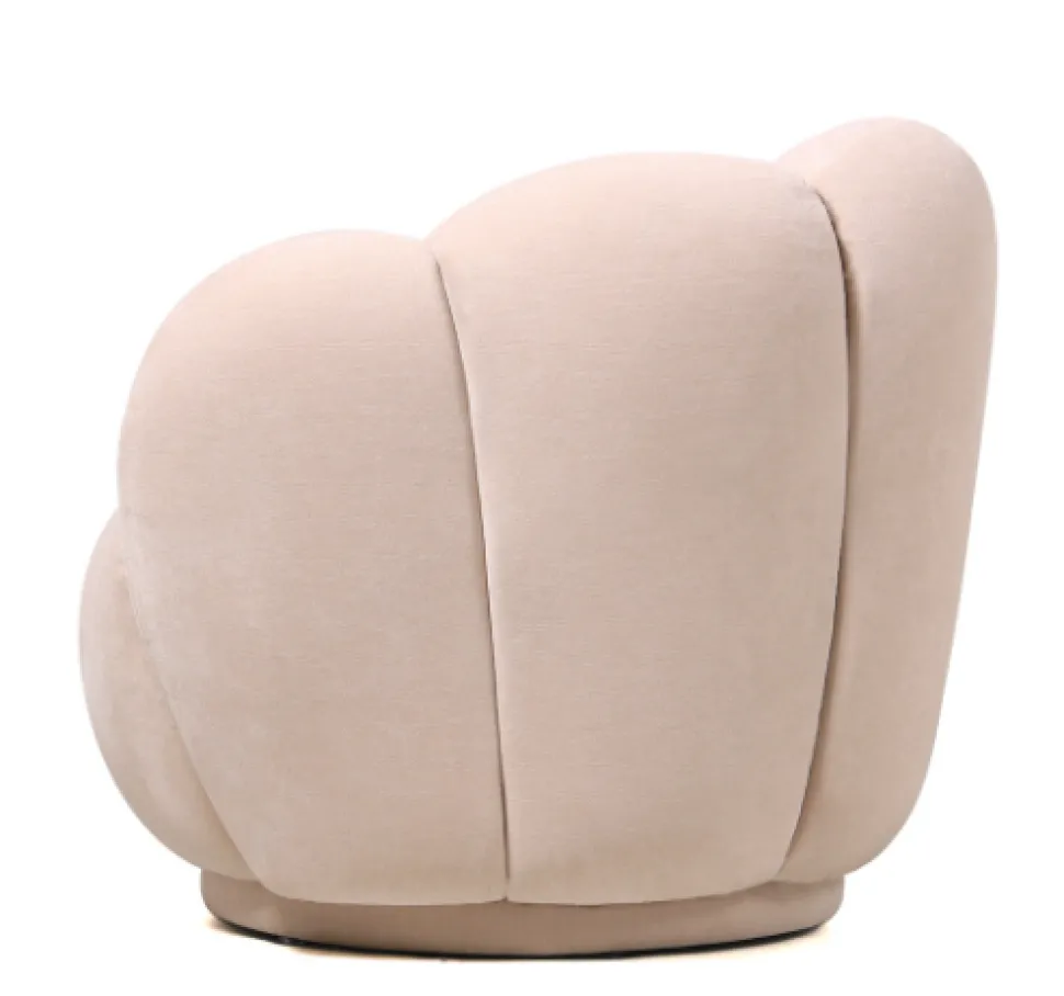 Schelp Fauteuil Liora Beige – Luxe Velvet Draai Fauteuil 93x81x70 cm