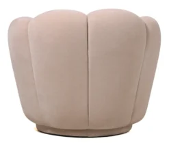 Schelp Fauteuil Liora Beige – Luxe Velvet Draai Fauteuil 93x81x70 cm