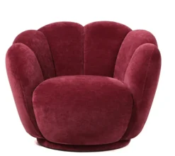 Schelp Fauteuil Liora Burgundy – Luxe Draai Fauteuil Velvet 93x81x70 cm