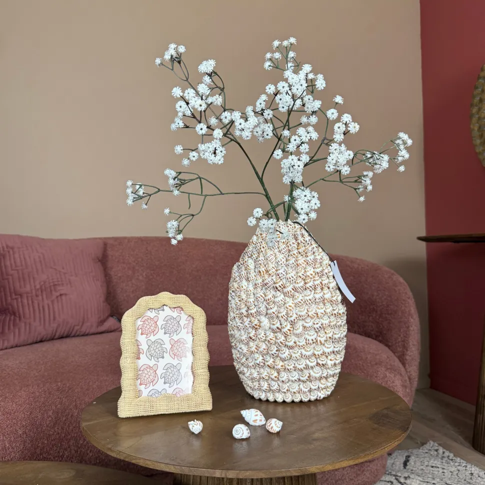 Schelp Vaas | Bruin/Creme | Ø19x28,5 cm | Chique-Living