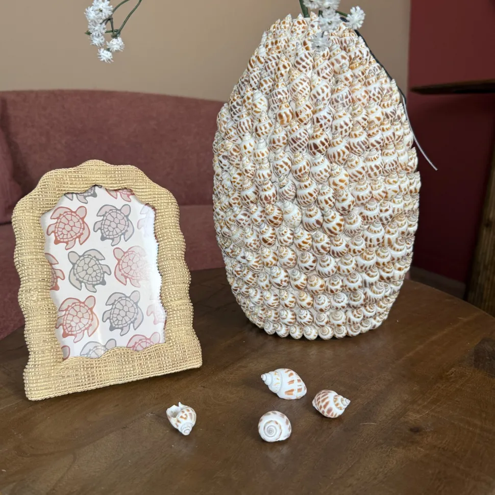 Schelp Vaas | Bruin/Creme | Ø19x28,5 cm | Chique-Living