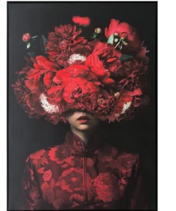 Schilderij ‘Bloem Explosie’ kopen | Modern Bloemenschilderij met Zwarte Lijst 60x80cm | Chique Living