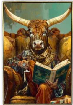 Schilderij Bull Book 60×90 cm – Met Frame | Chique-Living