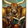 Schilderij ‘Bull Book’ kopen | Modern Kunstwerk met Gouden Lijst 60x90cm | Chique Living