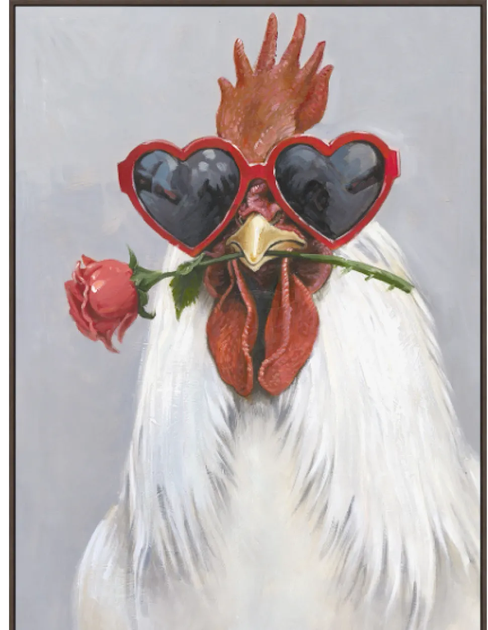 Schilderij Chicken Love 60×80 cm – Met Houten Lijst | Chique-Living