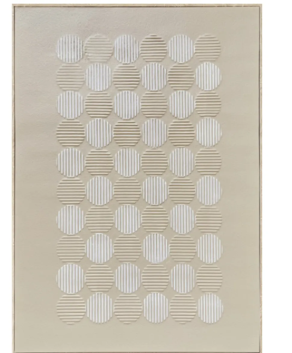 Schilderij ‘Dots’ Beige/Wit kopen | Modern Wandpaneel met Houten Lijst 60x80cm | Chique Living