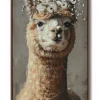 Schilderij ‘Flower Lama’ kopen | Modern Dierenschilderij met Bloemen 40x80cm | Chique Living