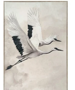 Schilderij met Velvet Doek Vogels kopen | Luxe Wanddecoratie 60x80cm met Houten Lijst | Chique Living