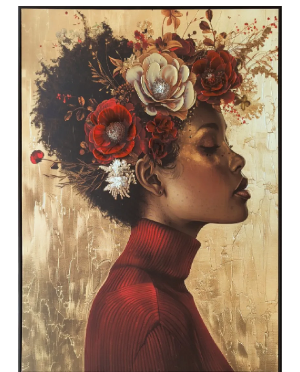 Schilderij Vrouw Bloemenkrans 60×80 cm – Canvas | Chique-Living