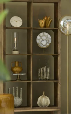 Staande Klok 'JENAY' | Travertin Zand | Ø20 cm | Chique-Living