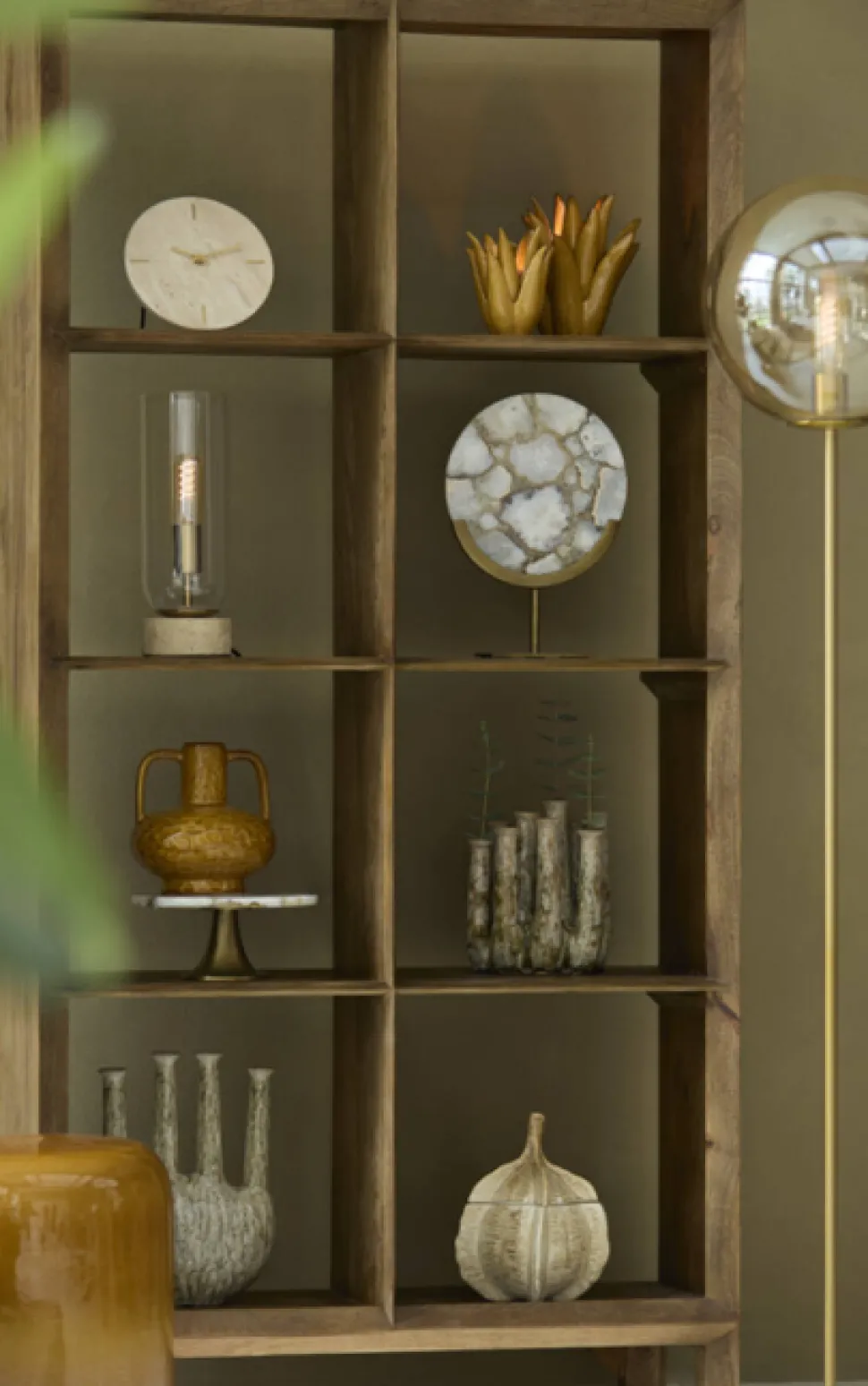 Staande Klok 'JENAY' | Travertin Zand | Ø20 cm | Chique-Living