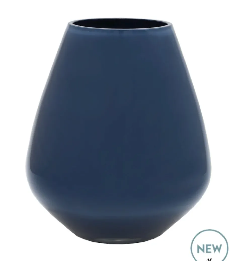 Tasman Vaas / Windlicht Dark Blue – Ø18x20 cm | Stijlvol glasdesign