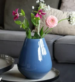 Tasman Vaas / Windlicht Dark Blue – Ø18x20 cm | Stijlvol glasdesign