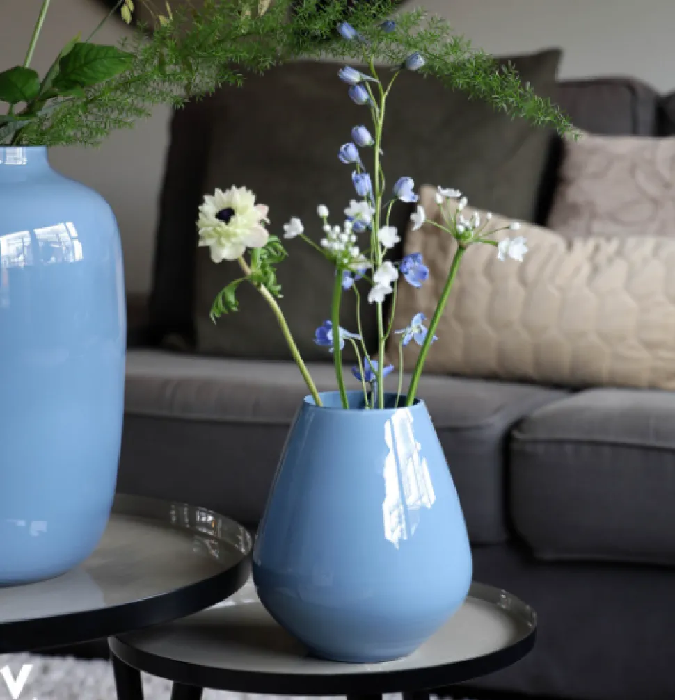 Tasman Vaas / Windlicht Light Blue – Ø18x20 cm | Glanzend design