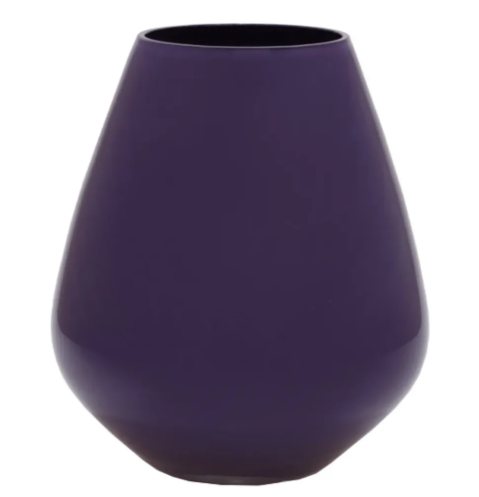 Tasman Vaas / Windlicht Paars – Ø18x20 cm | Diepe paarse glazen vaas