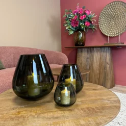 Tasman Windlichten Set Van 3 | Smoke Black | Chique-Living
