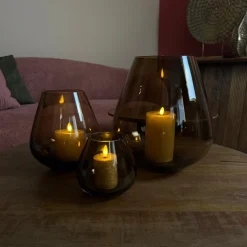 Tasman Windlichten Set Van 3 | Smoke Brown | Chique-Living